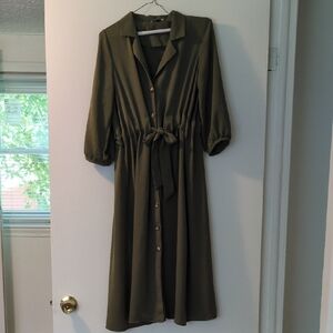 ASOS Olive 3/4 Sleeve Dress with Button Detail